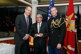 Barcelona Fire Department Diver Joaquim González Coll with Consul General Mandojan and LtCol Lawrence